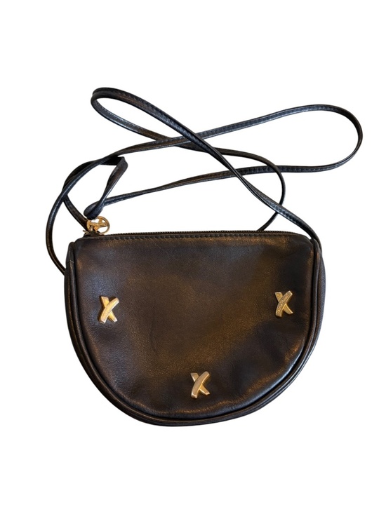Paloma Picasso Handbags - Paloma Picasso Vintage Black Leather Crossbody Bag Gold X Hardware